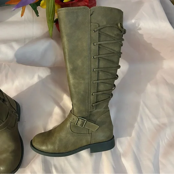 Girls knee high lace up boots - Picture 5 of 15